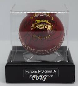 Josh Hazlewood A Signé Autograph Cricket Ball Display Case Australie Aftal Coa
