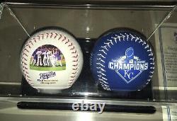 Kansas City Royals 2015 2 Baseball Set W Coa & Display Case Limited Edition