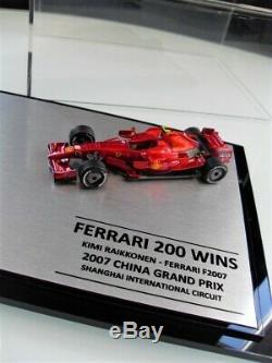 Kimi Raikkonen Signé À La Main 1/43 F2007 Ferrari 200 Victoire Coa Proof
