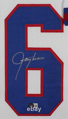 Lawrence Taylor Maillot Blanc de New York Autographié et Encadré avec Certificat d'Authenticité Beckett