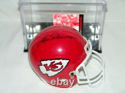 Len Dawson A Autographié Le Mini Casque Kansas City Chiefs Avec Cas D'affichage