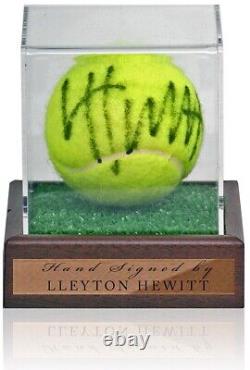 Lleyton Hewitt Signé À La Main Balle De Tennis Autographiée Dans Le Boîtier D'affichage Aftal Coa