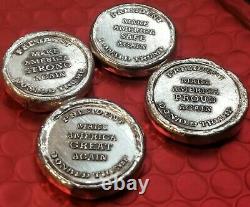 Lot De (4)1oz. Tours D’argent. 999 Pur. Mk Barz Trump Avec Vitrine Et Coa