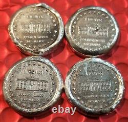 Lot De (4)1oz. Tours D’argent. 999 Pur. Mk Barz Trump Avec Vitrine Et Coa