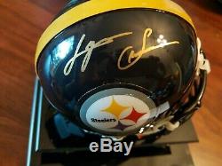 Lynn Swann Autographed Mini Pittsburgh Steelers Avec Casques Coa Et Cas D'affichage