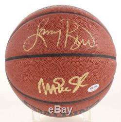 Magic Johnson & Larry Bird Basket-ball Avec Logo De La Nba Signé, Coa De Psa