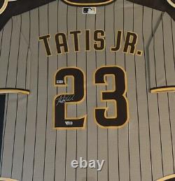 Maillot des Padres de Fernando Tatis Jr signé et encadré avec rayures bleues MLB/Autocollant Fanatics COA