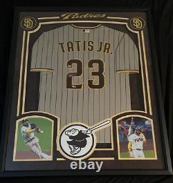 Maillot des Padres de Fernando Tatis Jr signé et encadré avec rayures bleues MLB/Autocollant Fanatics COA