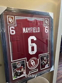 Maillot encadré authentique avec autographe de Baker Mayfield, COA Heisman Sooners