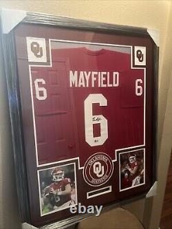 Maillot encadré avec autographe authentique de Baker Mayfield, certificat d'authenticité, Heisman, Oklahoma Sooners