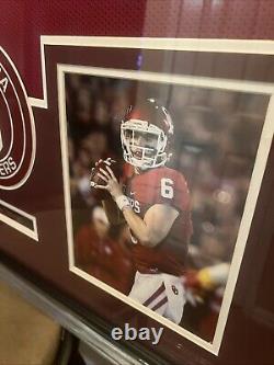 Maillot encadré avec autographe authentique de Baker Mayfield, certificat d'authenticité, Heisman, Oklahoma Sooners