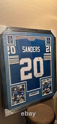 Maillot encadré avec autographe authentique de Barry Sanders, certificat d'authenticité COA Schwartz Detroit Lions