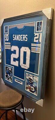 Maillot encadré avec autographe authentique de Barry Sanders, certificat d'authenticité COA Schwartz Detroit Lions