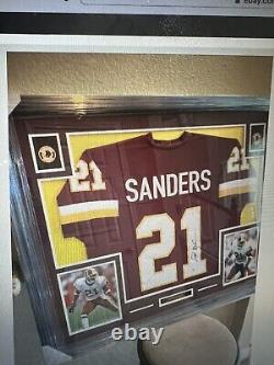 Maillot encadré avec autographe authentique de Deion Sanders avec certificat d'authenticité Redskins