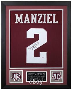 Maillot maroon A&M signé par Johnny Manziel encadré avec certification d'authenticité PSA COA