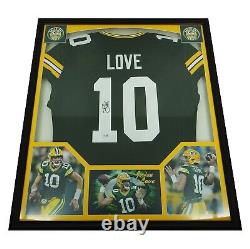 Maillot personnalisé signé par Jordan Love des Green Bay Packers encadré avec un certificat d'authenticité de BAS