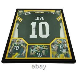 Maillot personnalisé signé par Jordan Love des Green Bay Packers encadré avec un certificat d'authenticité de BAS