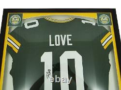 Maillot personnalisé signé par Jordan Love des Green Bay Packers encadré avec un certificat d'authenticité de BAS