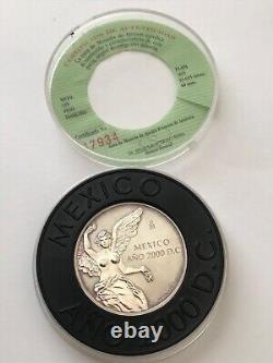 Mexique Année 2000 DC Libertad en argent de la Casa De Moneda. 925 Proof, coffret d'exposition avec certificat d'authenticité