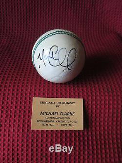Michael Clarke Balles De Cricket Blanches Et Présentoirs Signés D'australie Signés Coa
