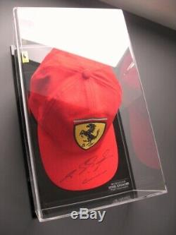 Michael Schumacher Rare Main Véritable Signé Ferrari Cap Display Case Coa Grand Prix F1