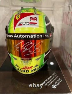 Mick Schumacher 2020 Signé Auto 12 Ferrari Haas Casque + Vitrine & Coa