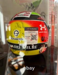 Mick Schumacher 2020 Signé Auto 12 Ferrari Haas Casque + Vitrine & Coa