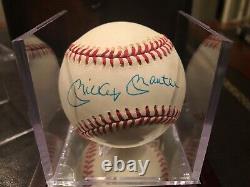 Mickey Mantle Coa Autographié Signé Baseball Dans Le Cas D'affichage