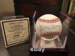 Mickey Mantle Coa Autographié Signé Baseball Dans Le Cas D'affichage