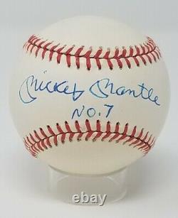 Mickey Mantle Signé Al Brown Baseball N ° 7 Insc Display Case Psa Lettre Coa