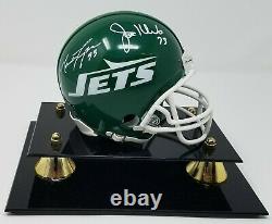 New York Jets Sack Exchange Multi Signé Mini Casque Psa Coa 023 Display Case