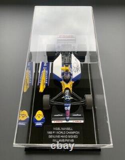 Nigel Mansell Signé 1/18 1992 F1 Camel Williams Fw14b Vitrine de présentation Preuve Coa