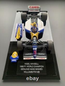 Nigel Mansell Signé 1/18 1992 F1 Camel Williams Fw14b Vitrine de présentation Preuve Coa