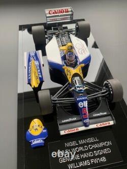 Nigel Mansell Signé 1/18 1992 F1 Camel Williams Fw14b Vitrine de présentation Preuve Coa