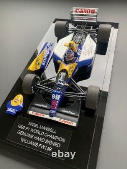 Nigel Mansell Signé 1/18 1992 F1 Camel Williams Fw14b Vitrine de présentation Preuve Coa