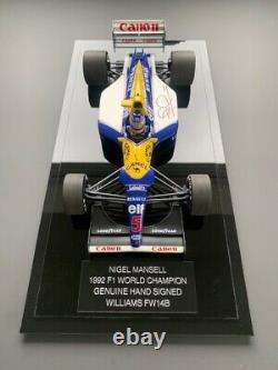 Nigel Mansell Signé 1/18 1992 F1 Camel Williams Fw14b Vitrine de présentation Preuve Coa