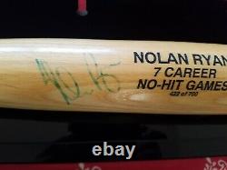 Nolan Ryan 7e No-hitter Signé Bat Withcoa, Vitrine, & Sac