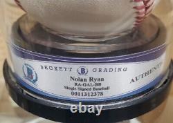 Nolan Ryan A Signé Baseball Beckett Coa Avec Vitrine