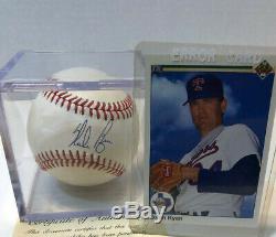 Nolan Ryan Autographed Baseball Avec Affichage Cas Et L'aco Carte, Y Compris