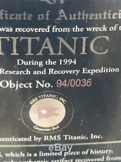 Nouveau Rare Titanic, Inc. Coa / Ticket De Charbon Et Dans Une Vitrine Spéciale Pour Le Japon
