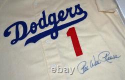 PEE WEE REESE Maillot dédicacé, COA UACC, nouvelle vitrine, DODGERS MLB