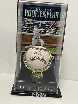 Pete Alonso A Signé Baseball Avec 2019 Rookie Of The Year Display Case Fanatique Coa