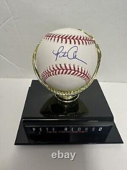 Pete Alonso A Signé Baseball Avec 2019 Rookie Of The Year Display Case Fanatique Coa