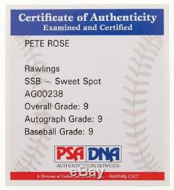 Pete Rose Signé Oml Baseball Avec Affichage De Cas Psa Coa Inscribed 4256 9 E Année