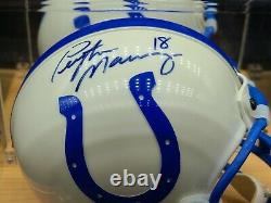Peyton Manning Signé Riddell Mini Casque Autographe Coa Avec Boîtier D'affichage