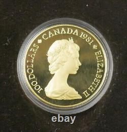 Pièce d'or RCM canadienne O Canada de 100 dollars de 1/2 oz de 1981 avec coffret et certificat d'authenticité