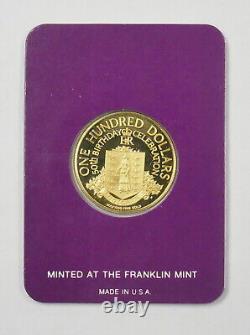Pièce d'or de 100 dollars des îles Vierges britanniques de 1976 avec boîtier d'exposition et certificat d'authenticité (COA)