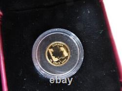 Pièce de monnaie en or pur 9999, preuve de 50 cents du Canada de 2015, feuille d'érable, avec boîtier d'exposition et certificat d'authenticité (COA).