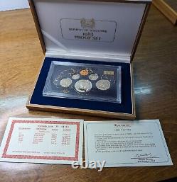 Rare 1982 Ensemble de preuves en argent de Singapour de 6 pièces avec certificat de numérotation et boîtier d'exposition