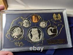 Rare 1982 Ensemble de preuves en argent de Singapour de 6 pièces avec certificat de numérotation et boîtier d'exposition